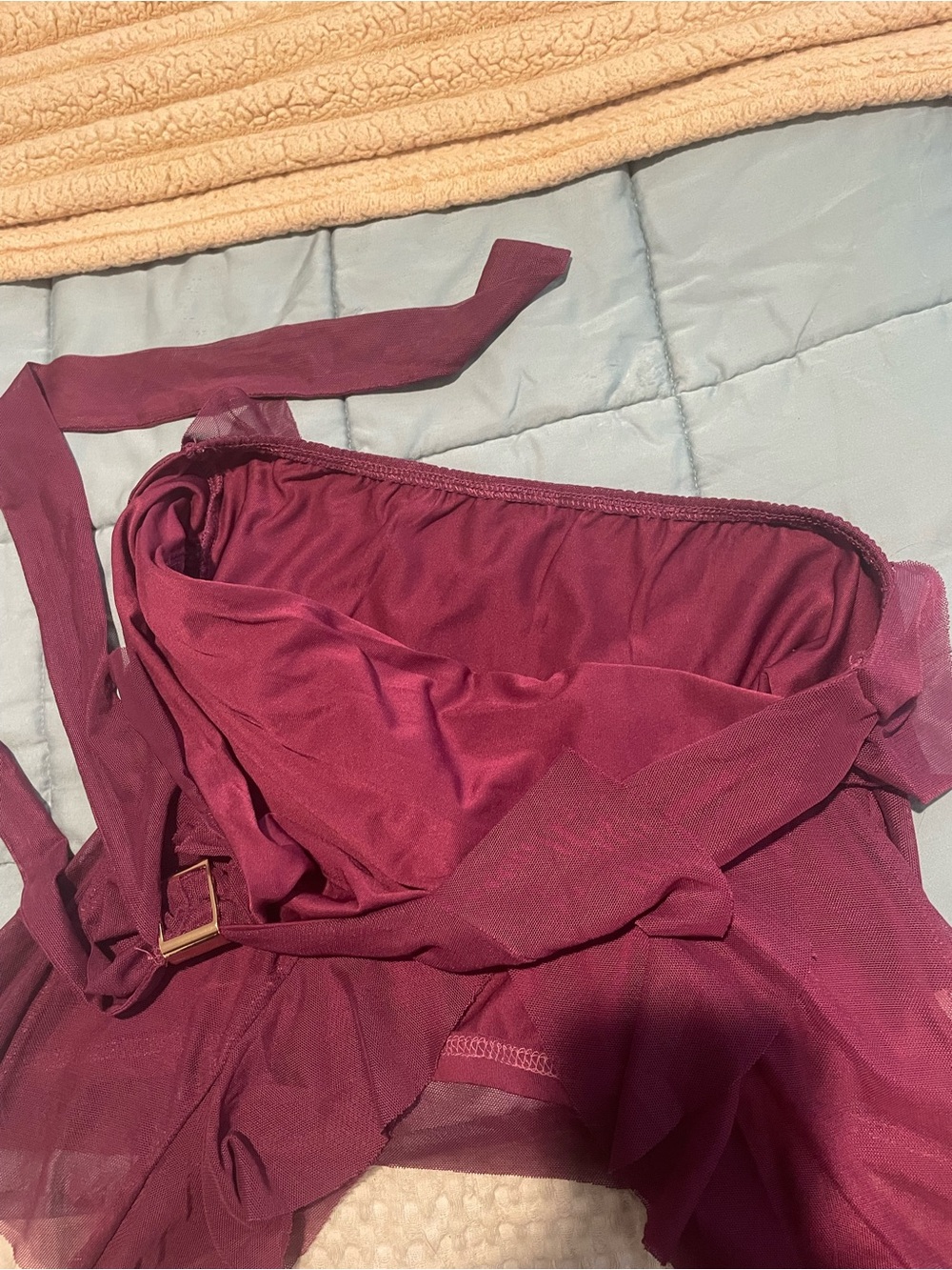 Plum Halter Ruffle Chiffon Top - Picture 3 of 3